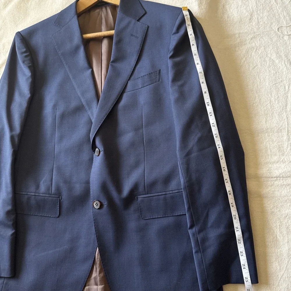 Suit Supply Blue Plaid Jacket Blazer Sport Coat Red Reda Stripe Super 110s 40R 7